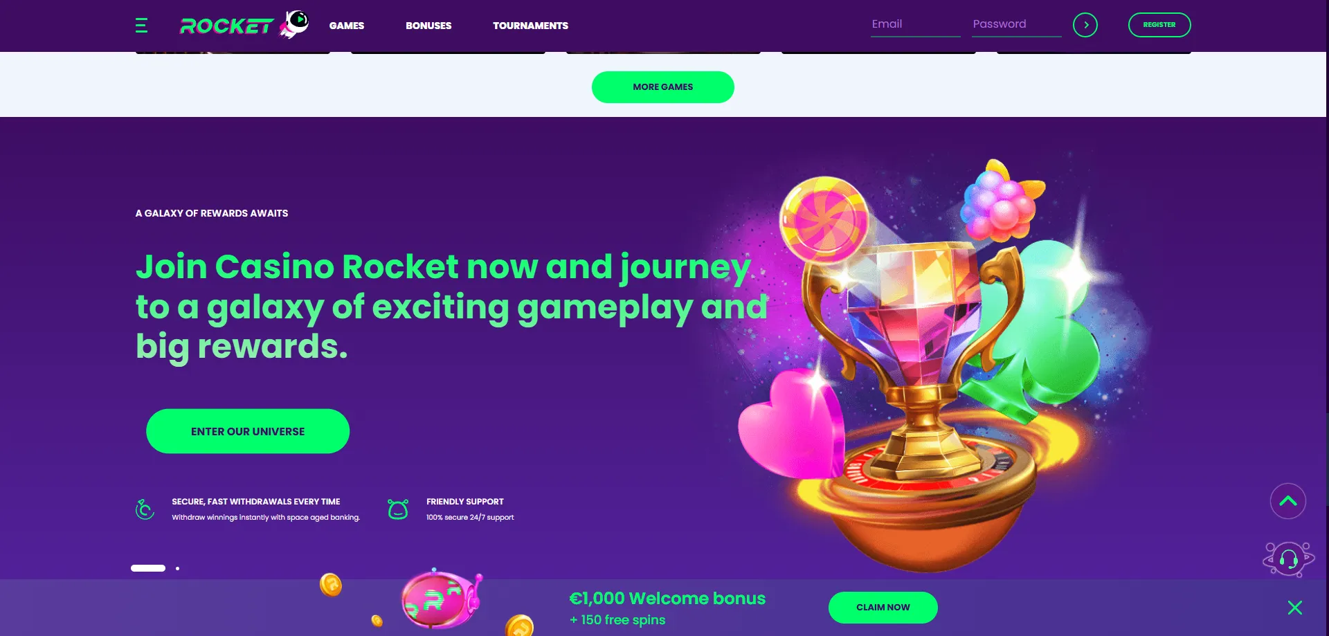 Casino Rocket mobile app — play on smartphone or tablet without downloading